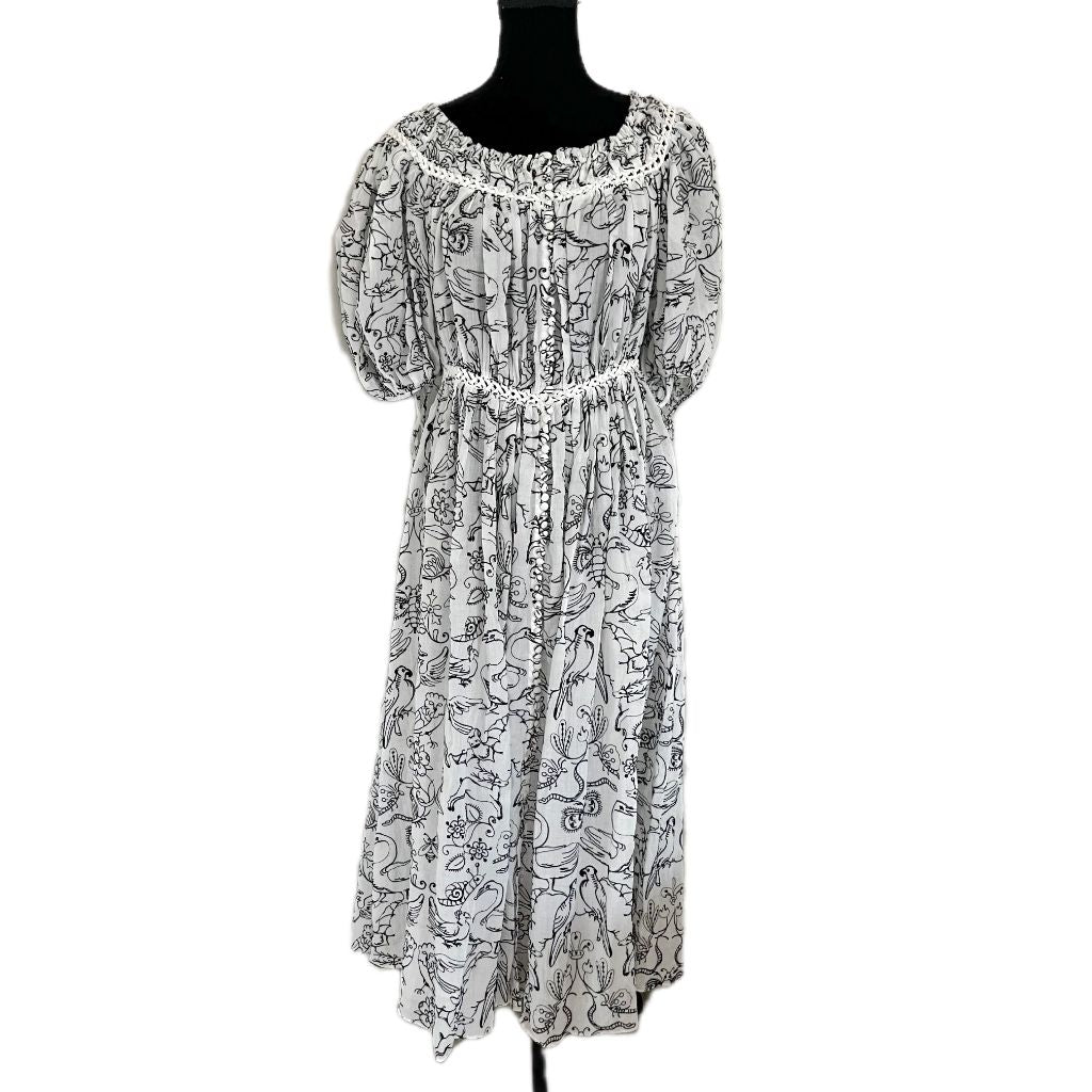 Alexander Mcqueen white dress with black bird print