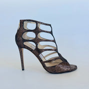 Jimmy Choo bronze cut out sandal heels, 38