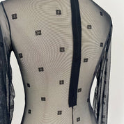 Givenchy black longsleeve 4G sheer bodysuit