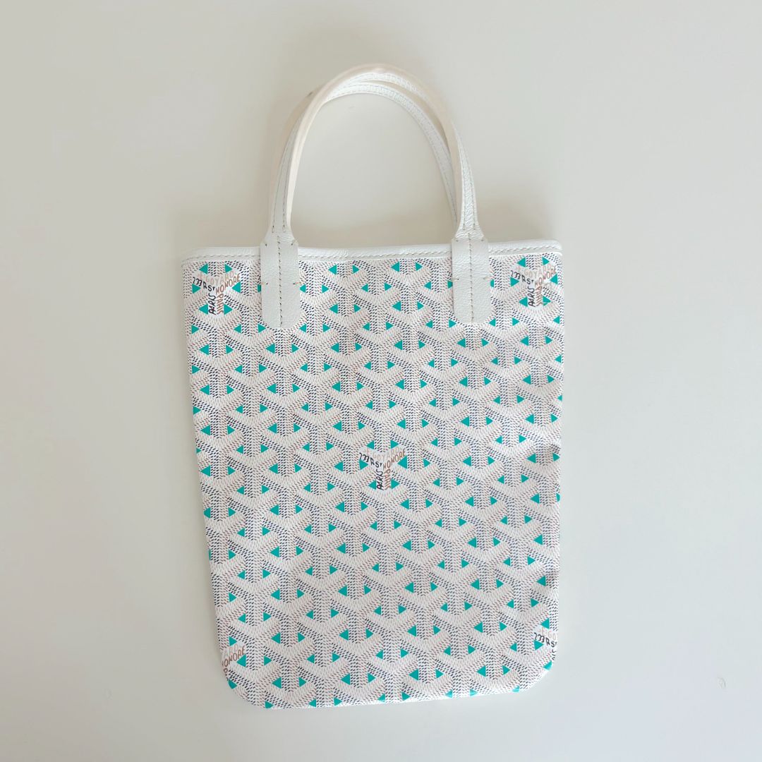 Goyard White and Blue Goyardine Canvas & Chevroches Calfskin Poitiers Claire-Voie Bag
