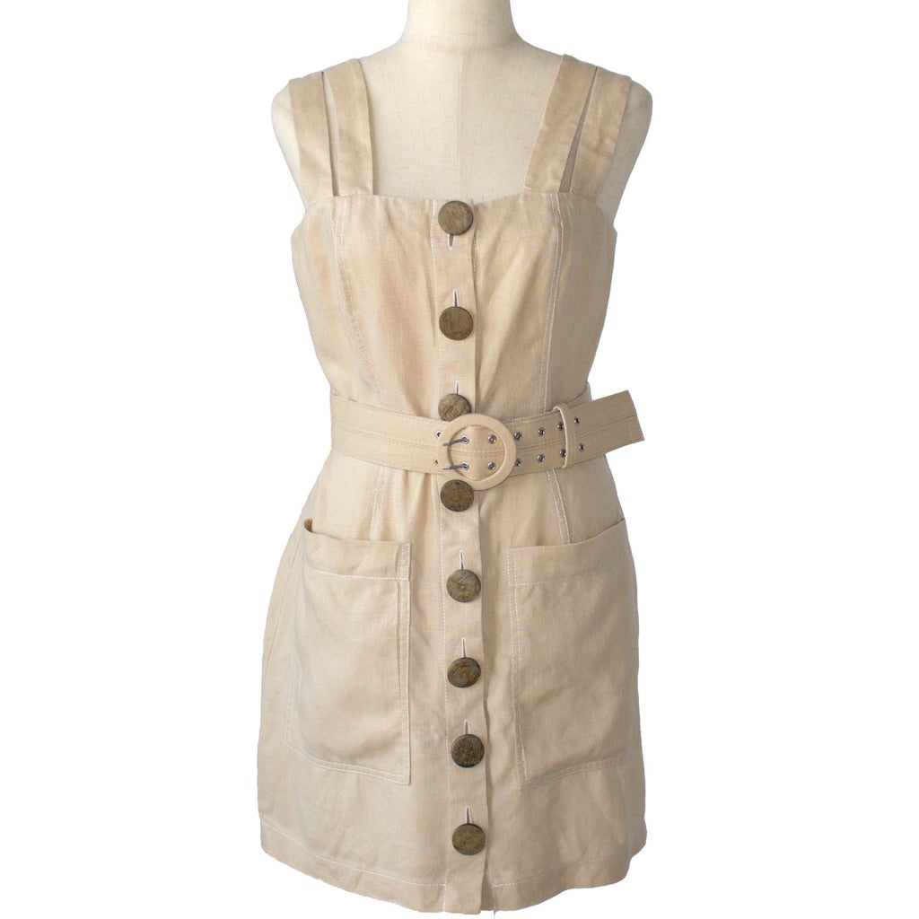 Nicholas beige linen strap dress - BOPF