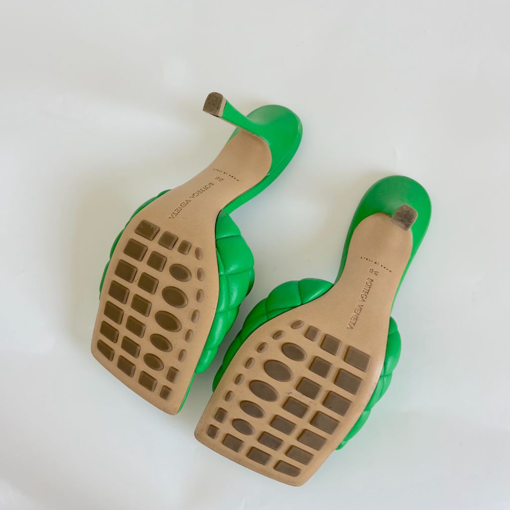 Bottega Veneta Green Quilted leather Lido slide sandals, 38