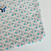 Goyard White and Blue Goyardine Canvas & Chevroches Calfskin Poitiers Claire-Voie Bag