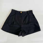 Versace black high waist wool blend mini shorts