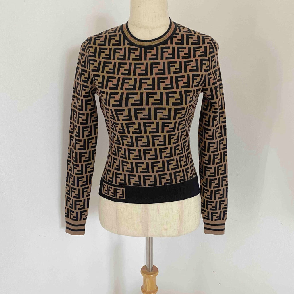 Fendi Brown and Black FF motif jumper