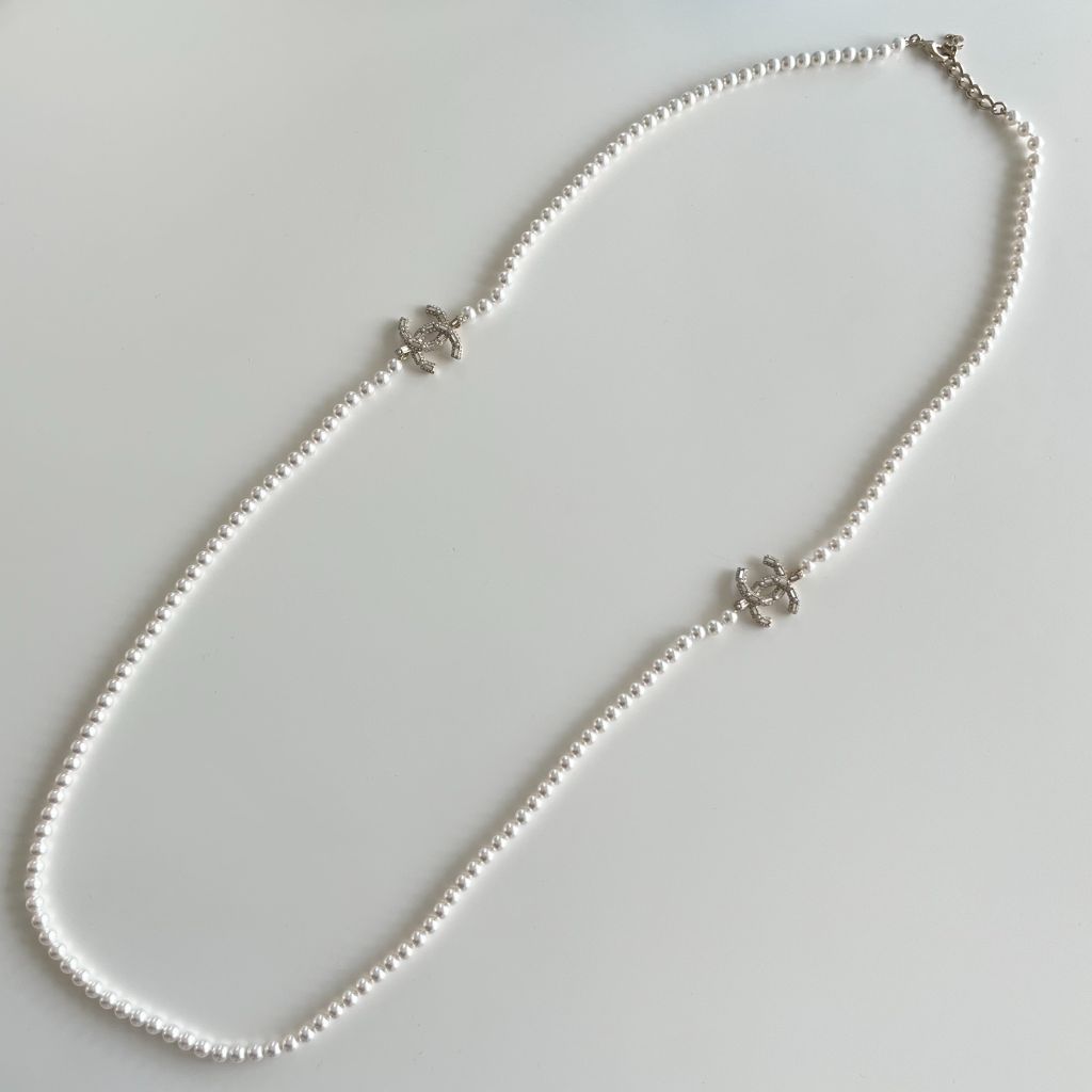 Chanel faux pearl long necklace