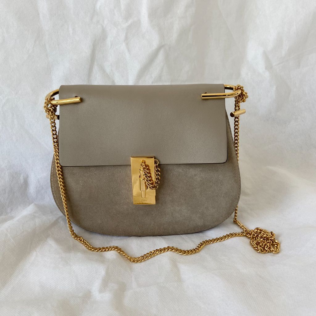 Chloé Grey Suede and Leather Drew Bag