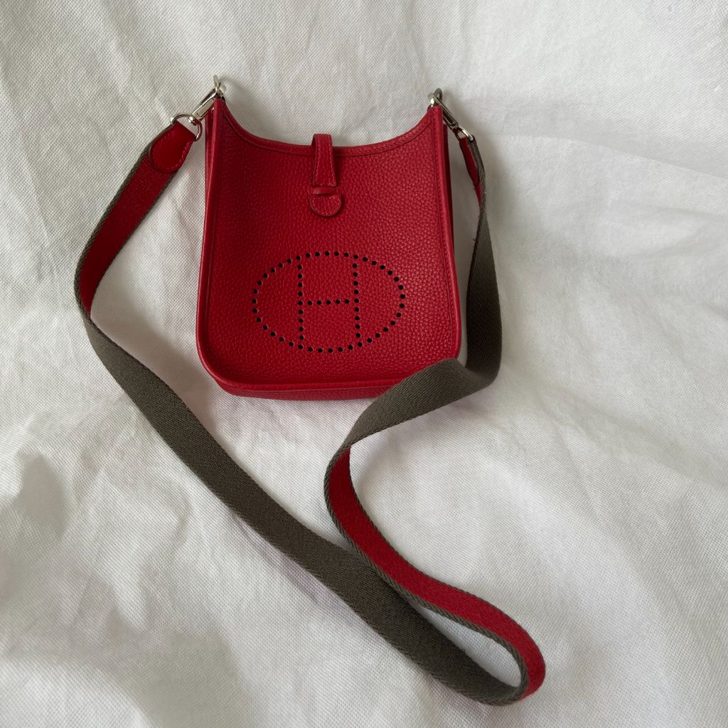 Hermès Clemence Evelyne TPM Red Leather Pony-style calfskin ref