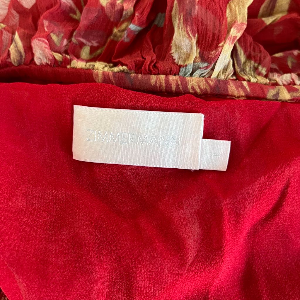 Zimmermann Red Floral Print Playsuit