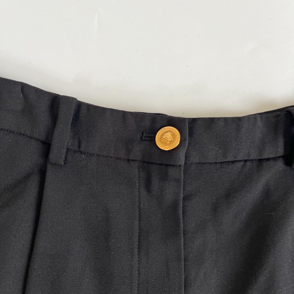 Versace black high waist wool blend mini shorts