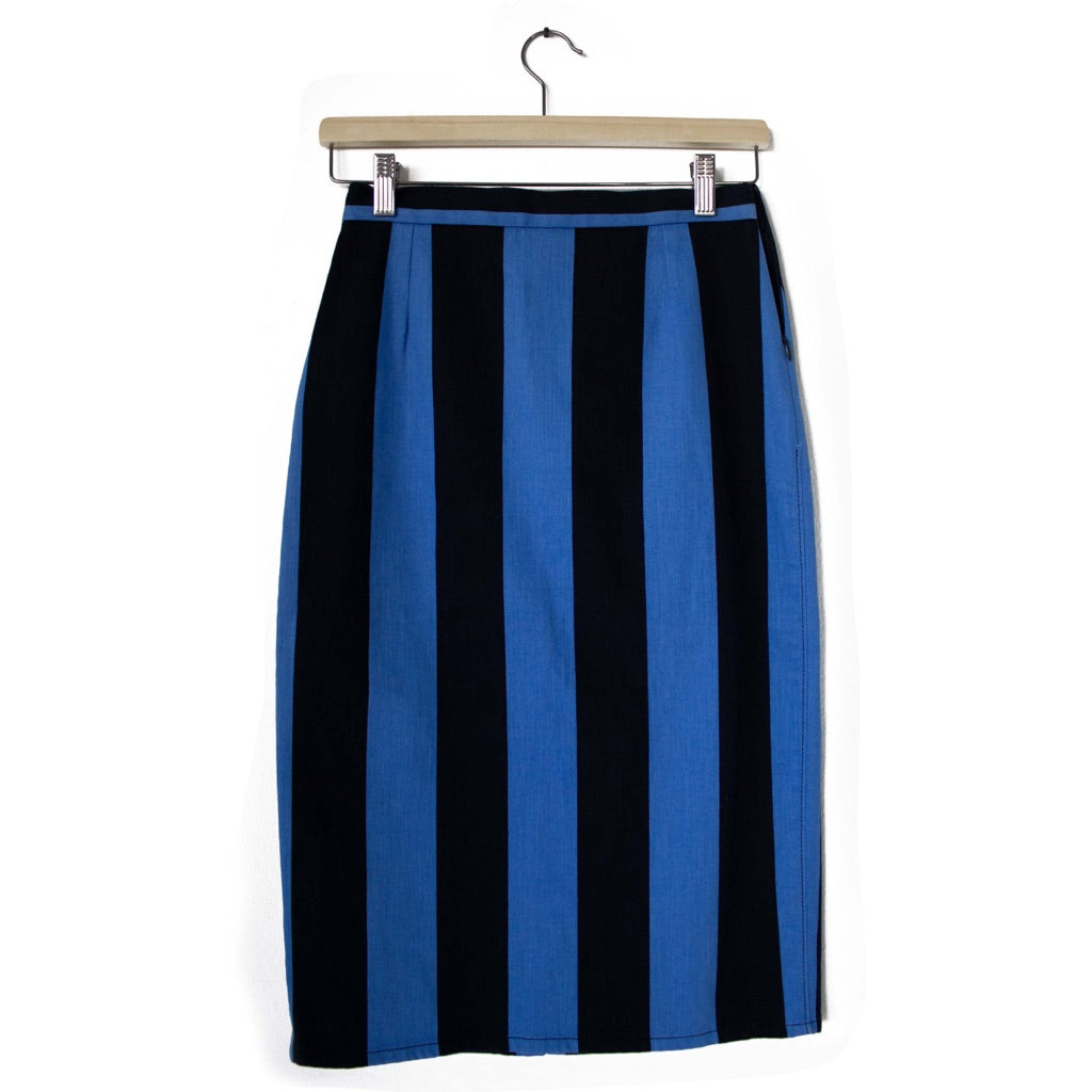 Prada blue and black denim midi skirt