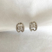 Chanel Curved Half Hoop Earrings with Crystals