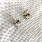 Chanel Curved Half Hoop Earrings with Crystals