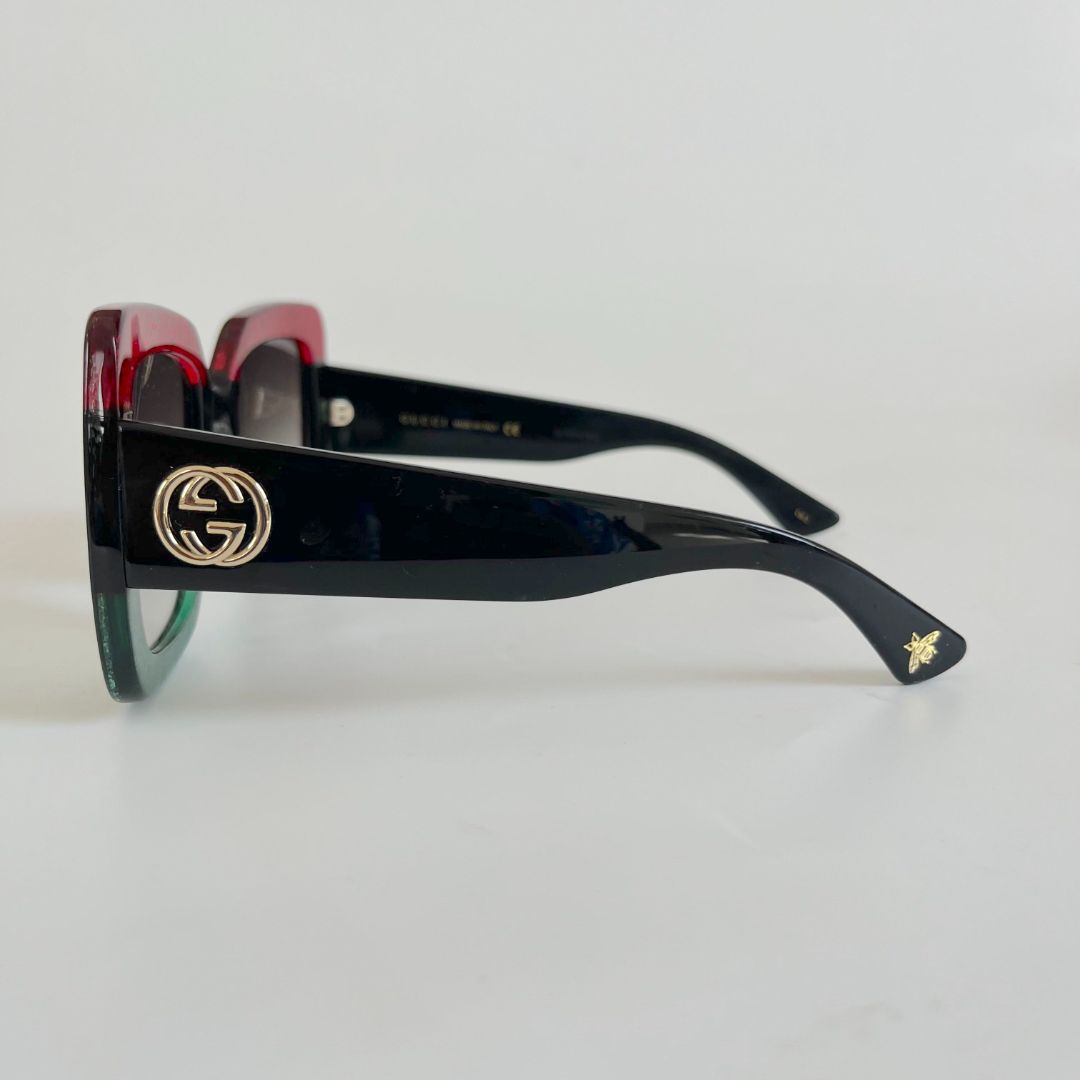 Gucci Red/Green Glitter GG0083S Oversized Square Sunglasses