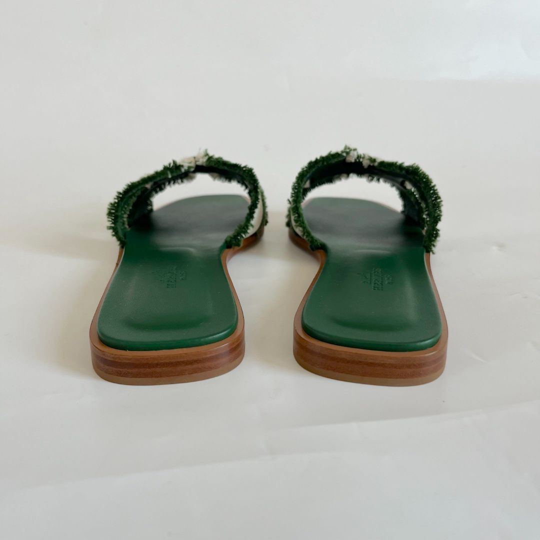 Oran leather sandal Hermès Green size 41 EU in Leather - 32490426