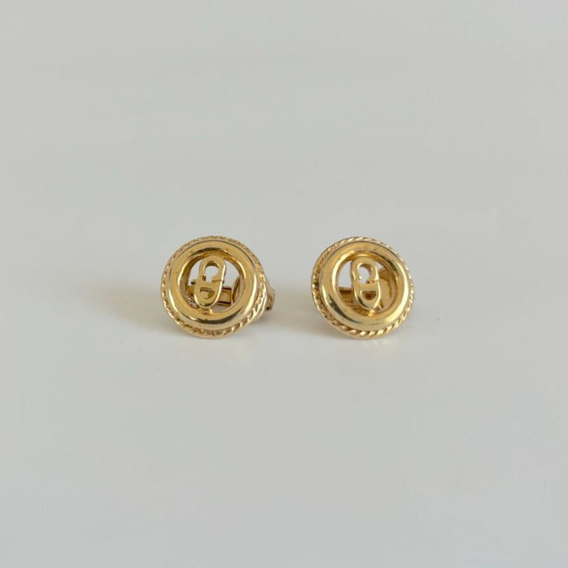 Christian Dior vintage round clip-on earrings with CD logo