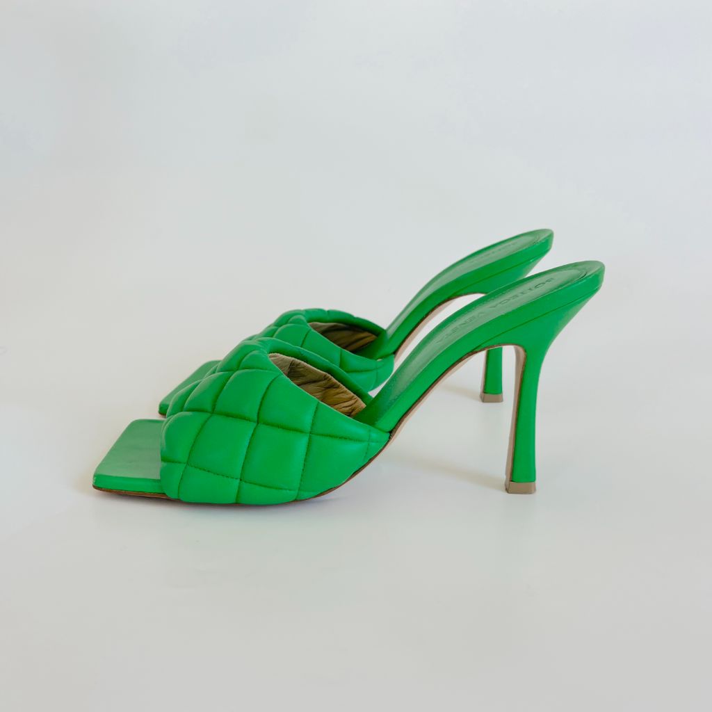 Bottega Veneta Green Quilted leather Lido slide sandals, 38