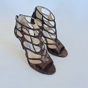 Jimmy Choo bronze cut out sandal heels, 38