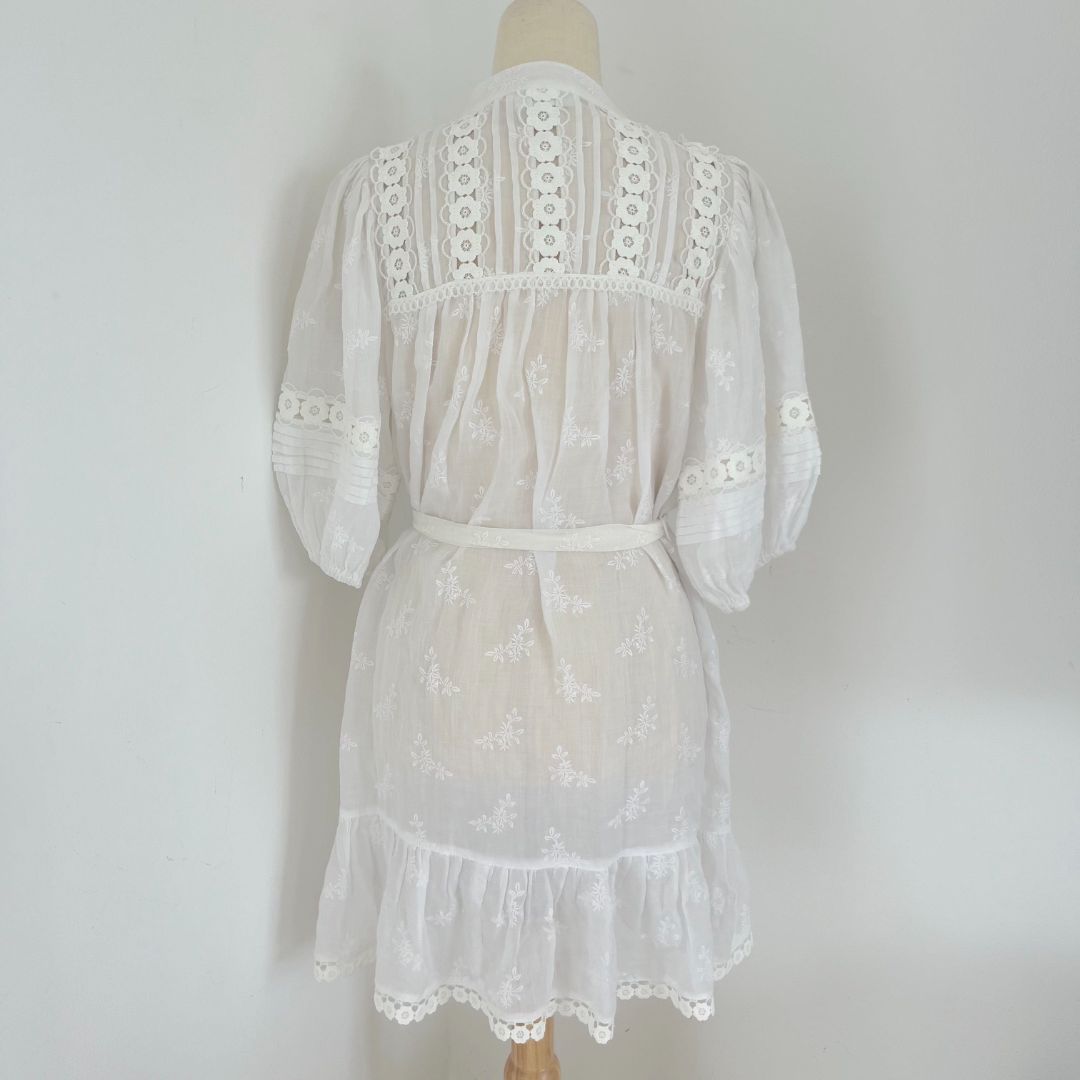 Zimmermann White embroidered Belt Dress