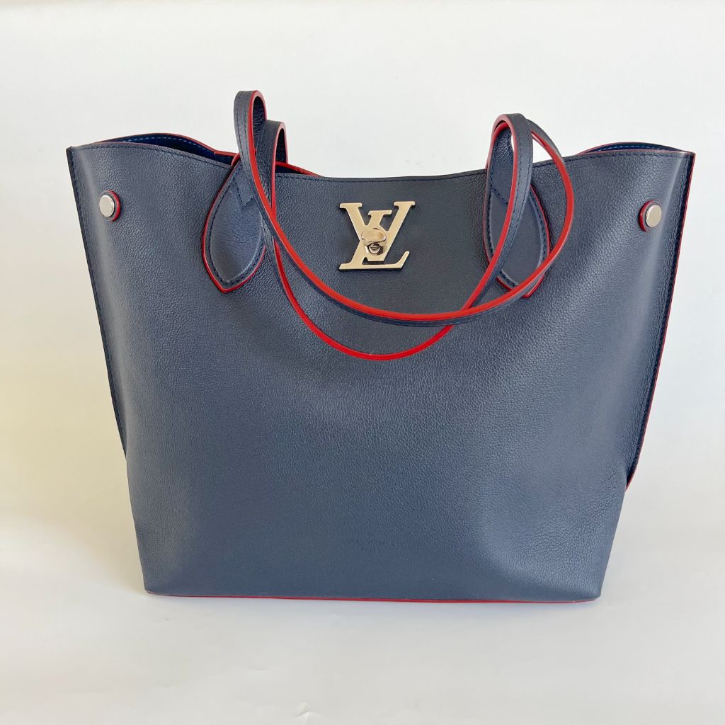 Louis Vuitton navy leather Lockme Go Tote bag
