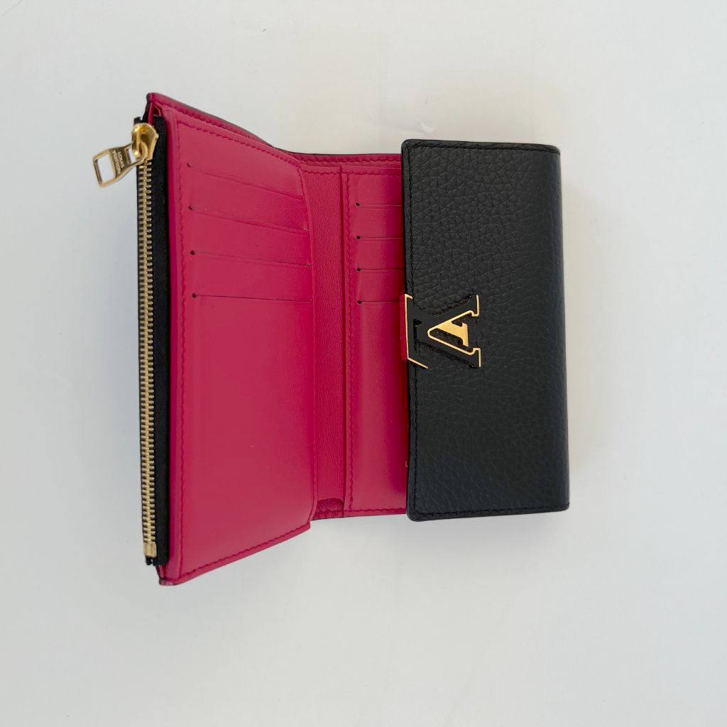 Louis Vuitton - Capucines Compact Wallet - Leather - Black Rose - Women - Luxury