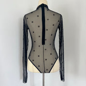 Givenchy black longsleeve 4G sheer bodysuit