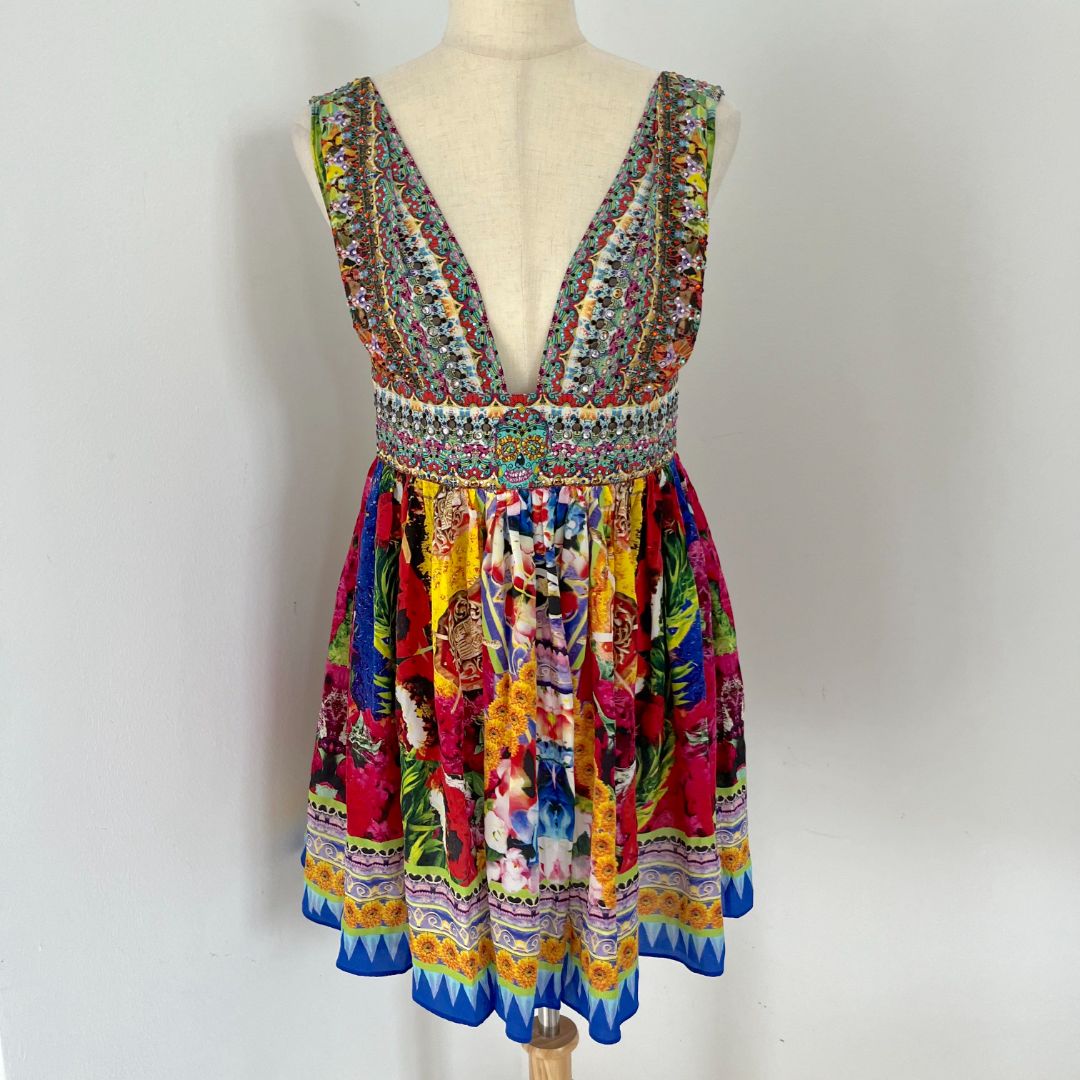 Camilla printed mini silk dress - BOPF