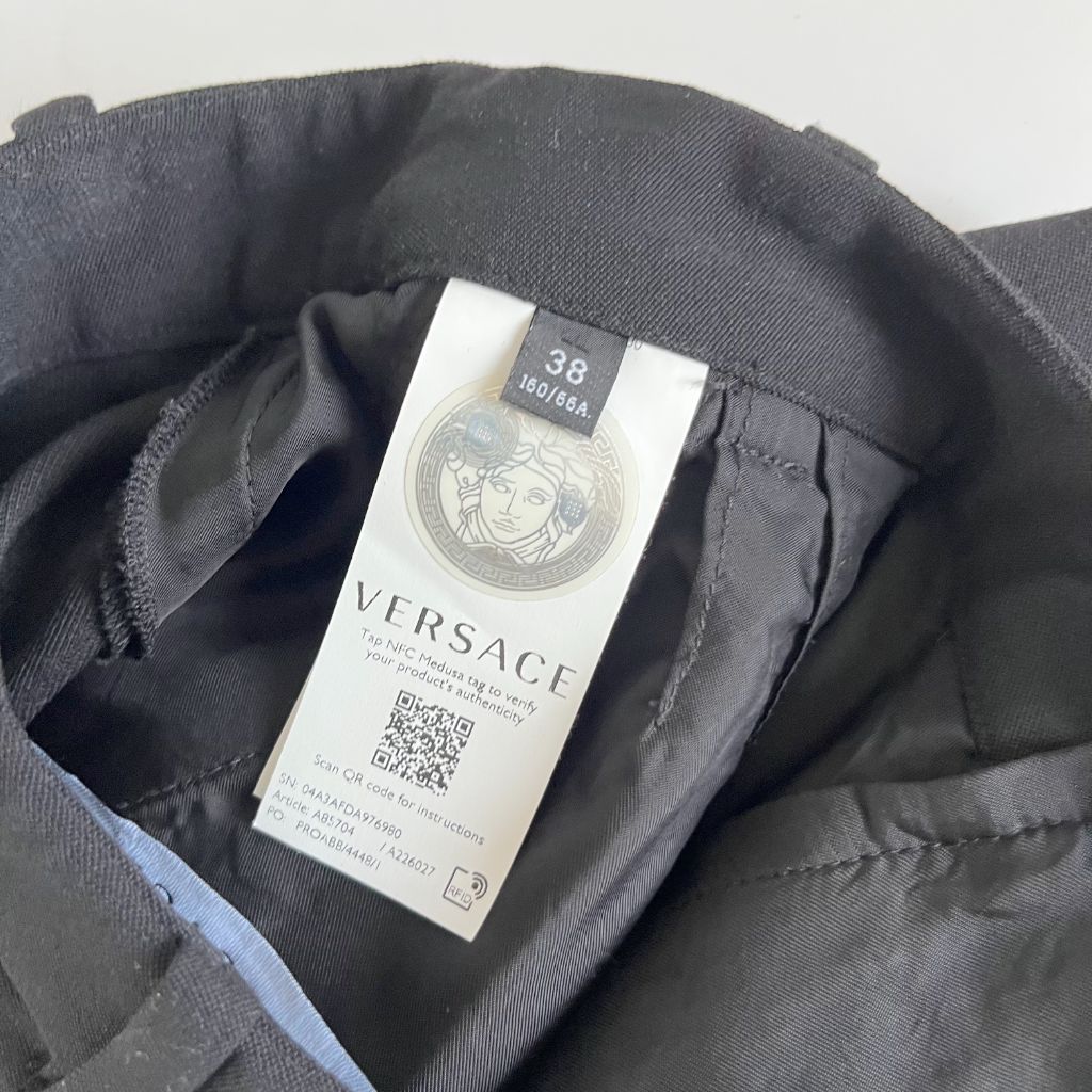 Versace black high waist wool blend mini shorts
