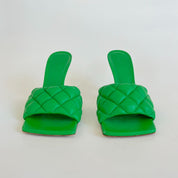 Bottega Veneta Green Quilted leather Lido slide sandals, 38