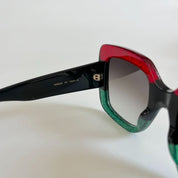 Gucci Red/Green Glitter GG0083S Oversized Square Sunglasses