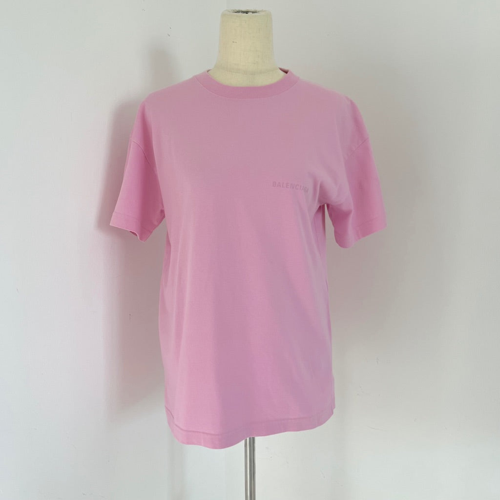 Balenciaga logo-print Crewneck Pink T-shirt