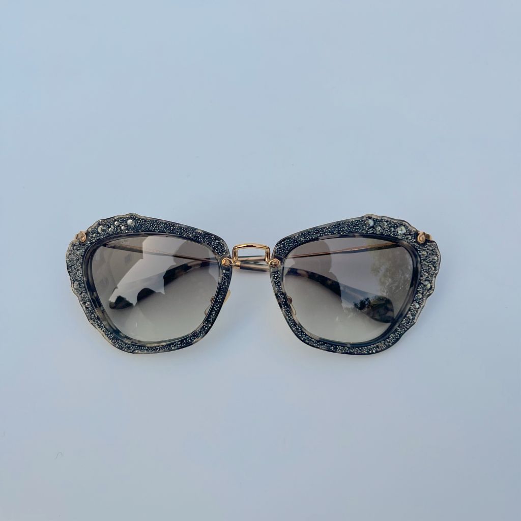 Miu Miu black crystal Cat-Eye sunglasses