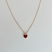 Van Cleef & Arpels Sweet Alhambra Heart Carnelian Rose Gold Pendant Necklace