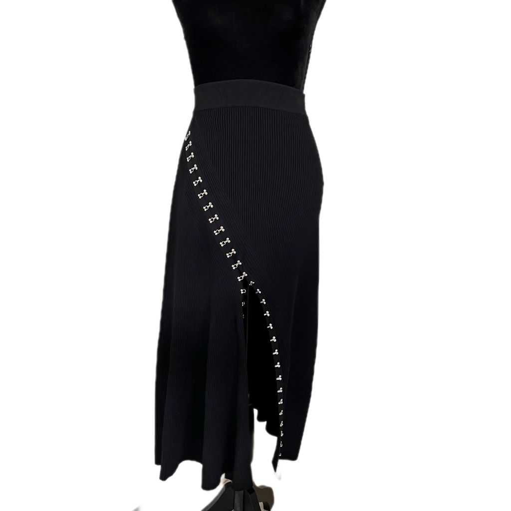 Alexandre Mcqueen black ribbed Hook And Eye Skirt