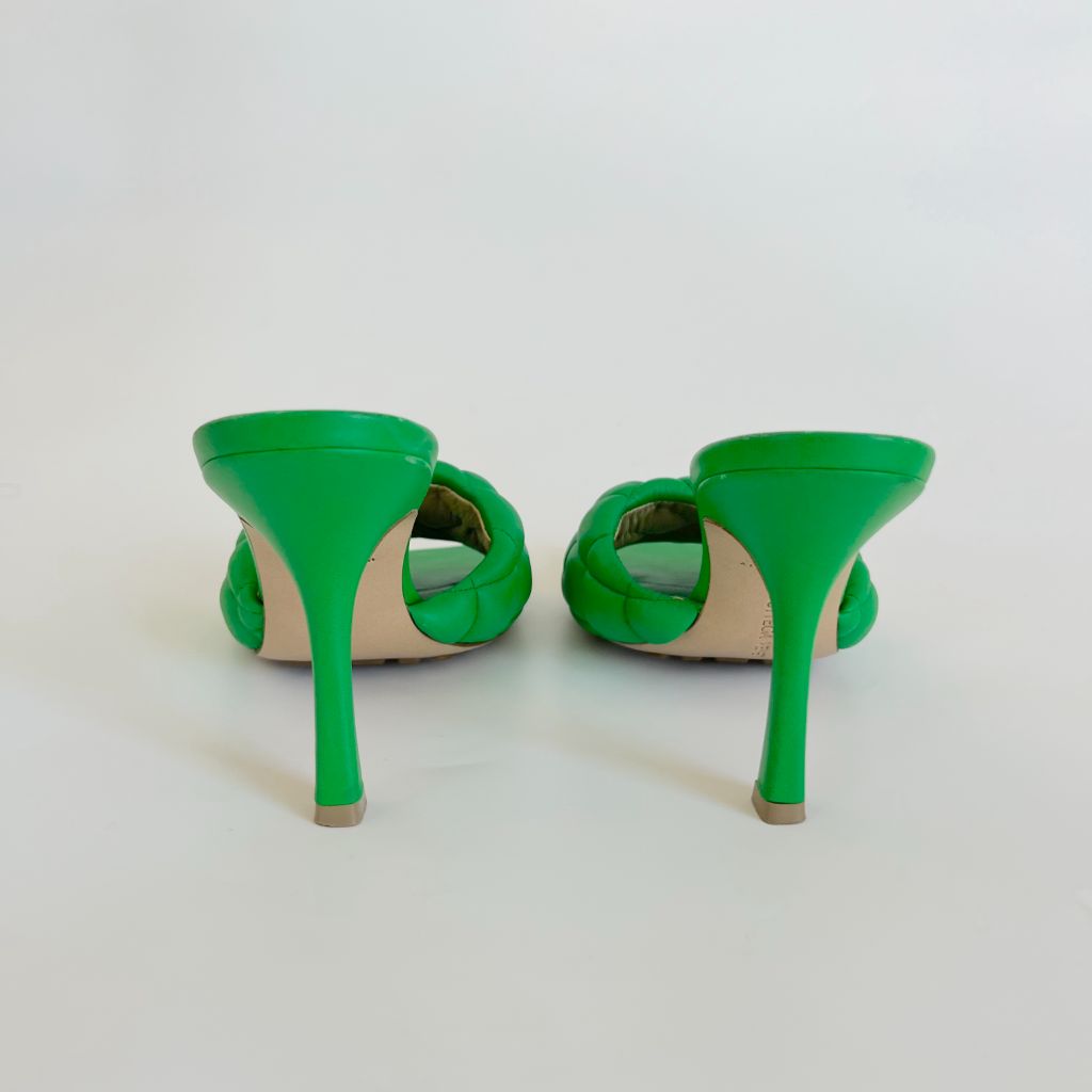 Bottega Veneta Green Quilted leather Lido slide sandals, 38