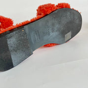 Hermes shearling orange oran sandals, 39