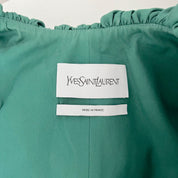 Yves Saint Laurent Paris Dark Green Front Open Ruffled Bolero Jacket