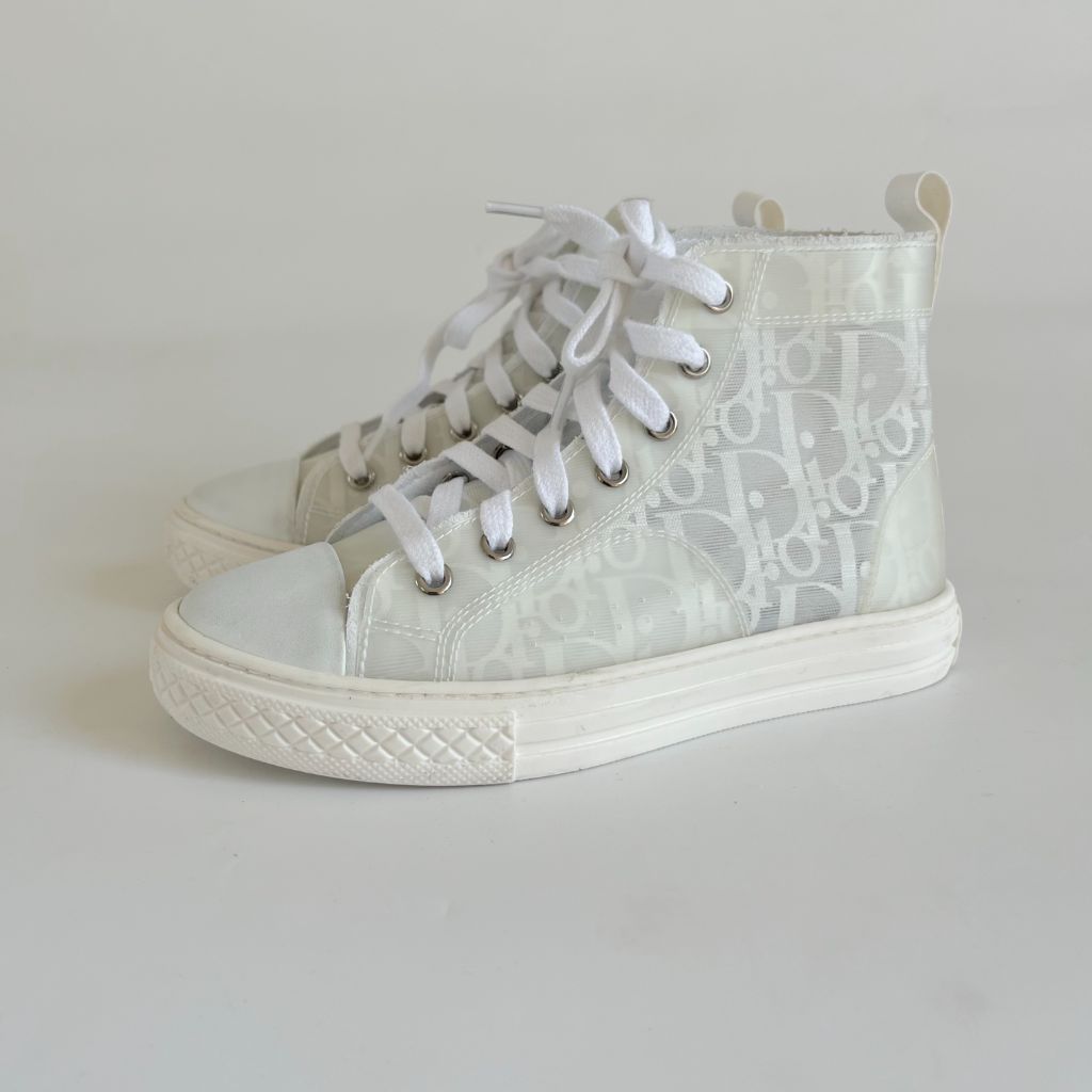 B23 Kids High-Top Sneaker White Dior Oblique Technical Fabric