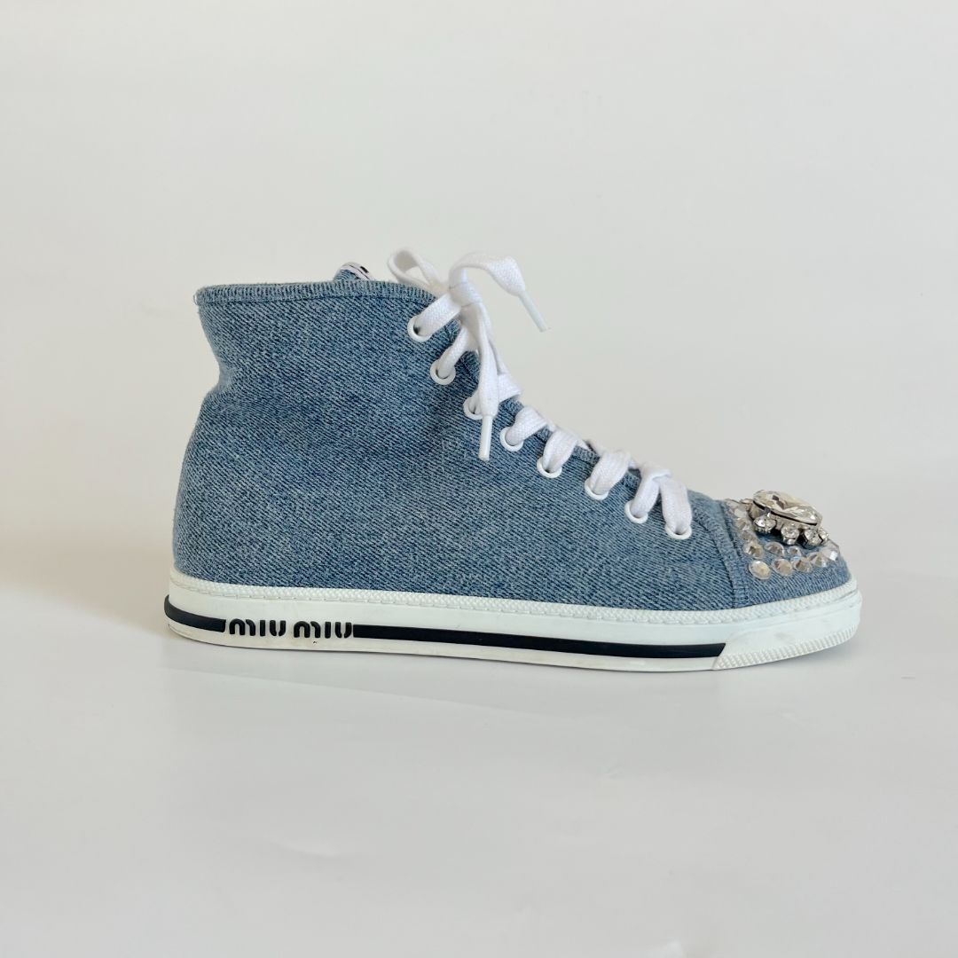 Miu Miu Cotton gabardine high-top sneakers, 37
