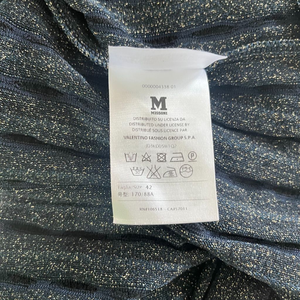 M Missoni knitted sleeveless pleated navy/gold glittery midi dress - BOPF | Business of Preloved Fashion M Missoni knitted sleeveless pleated navy/gold glittery midi dress - BOPF | Business of Preloved Fashion