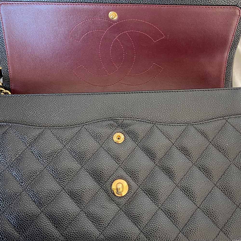 Chanel Black Jumbo Caviar Double Flap Classic Bag - BOPF