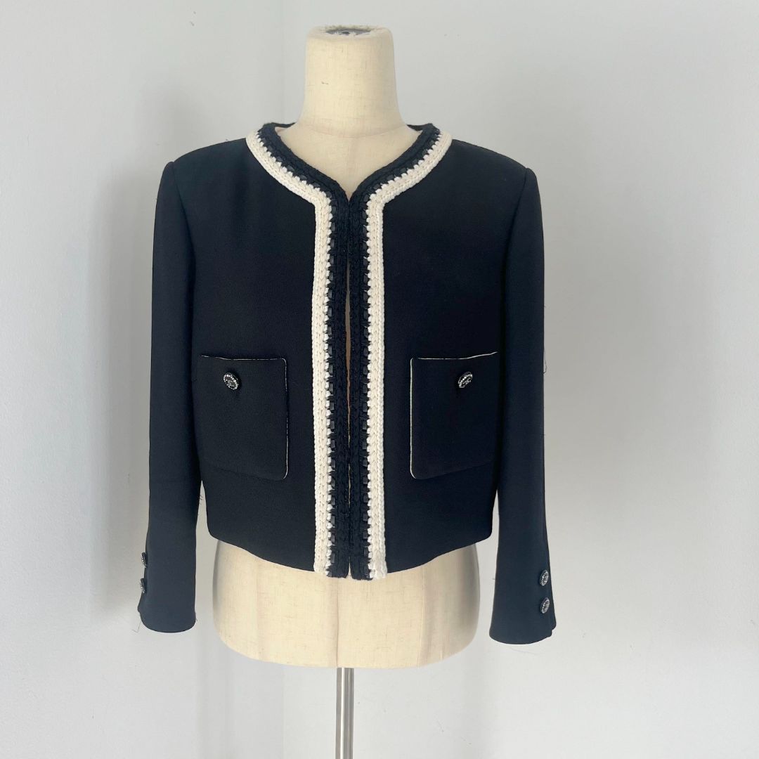 Chanel 2022 Cruise Black and White Silk Jacket