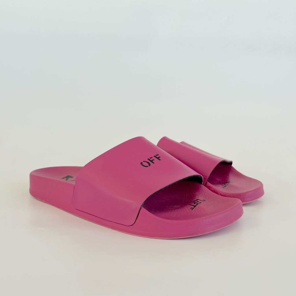 Off-white pink pool slides with black, 38 BOPF Business of Preloved Fashion