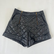 Self Portrait Faux Leather Quilted Shorts