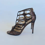 Jimmy Choo bronze cut out sandal heels, 38
