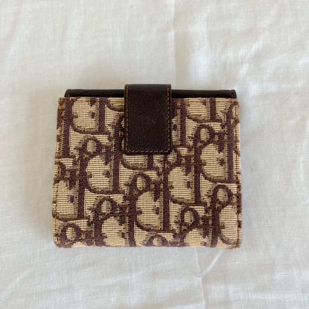 Christian Dior beige/brown flap vintage wallet