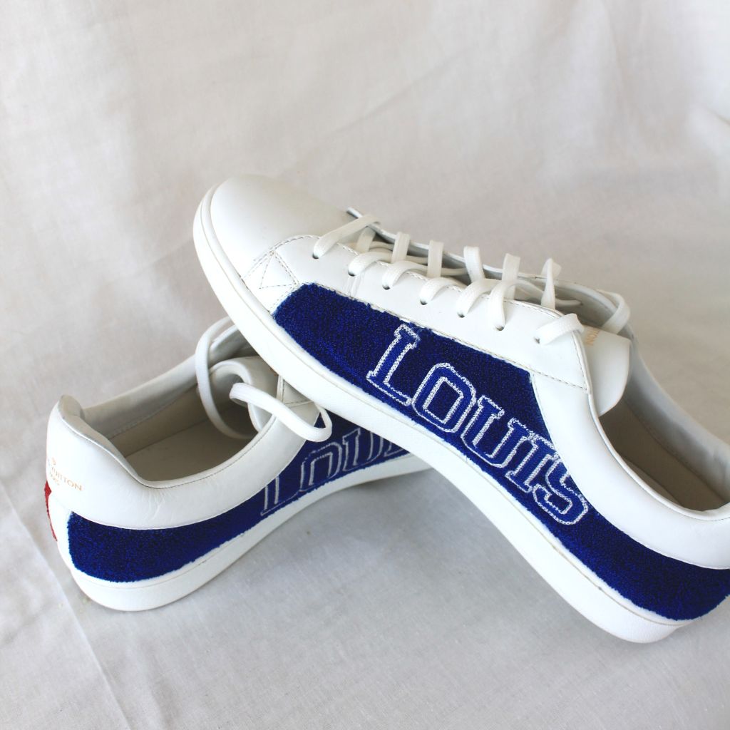 Louis Vuitton White Leather And Blue/Red Terry Fabric Luxembourg Sneakers  Size 39 Louis Vuitton
