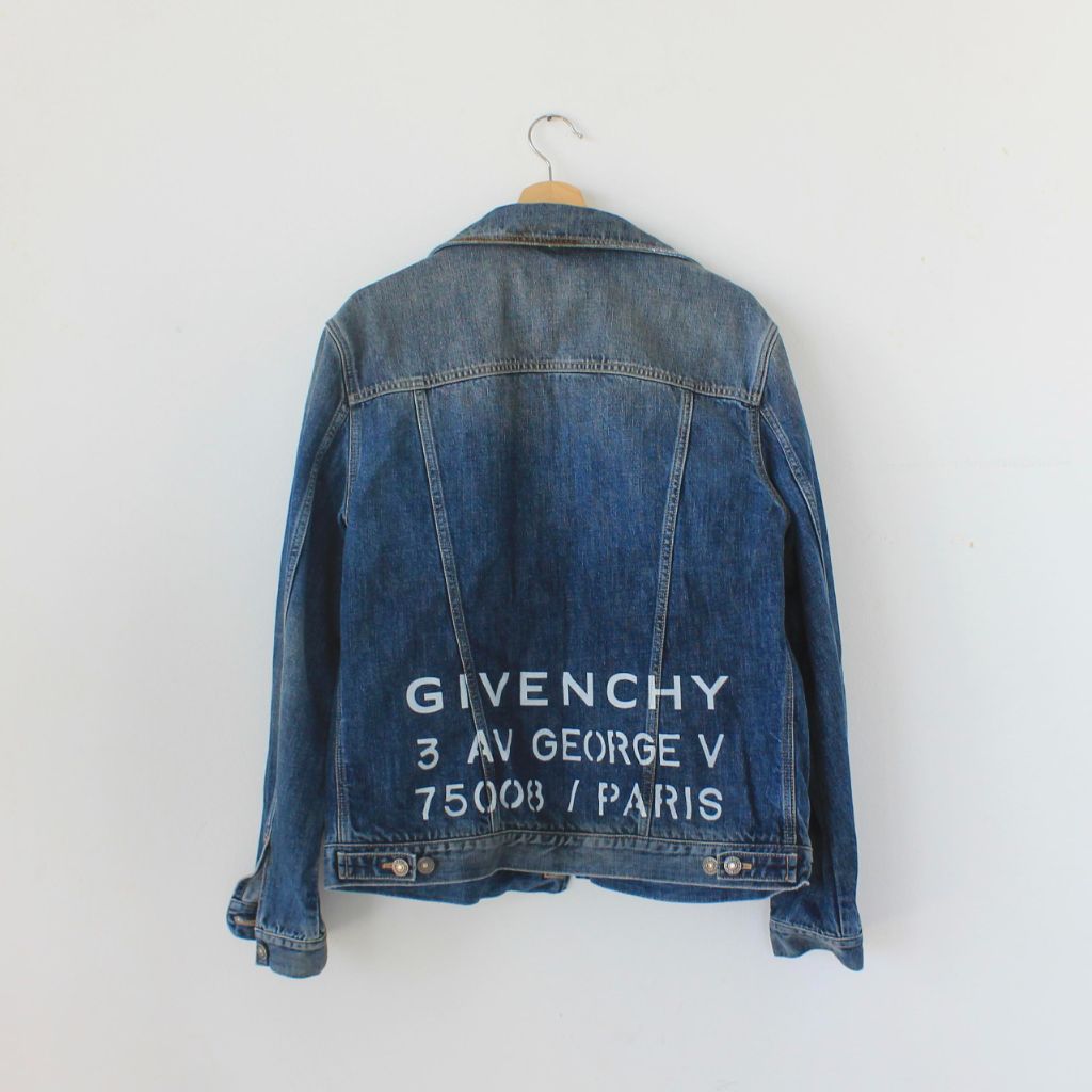 Givenchy blue denim cotton jacket with logo print on back
