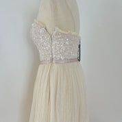 Needle & Thread Beige Tulle Sequin Embellished Tube Gown