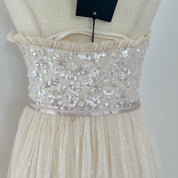 Needle & Thread Beige Tulle Sequin Embellished Tube Gown